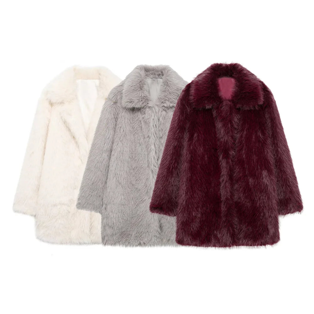 Women's Thick Fury Warm Coat with Flip Collar