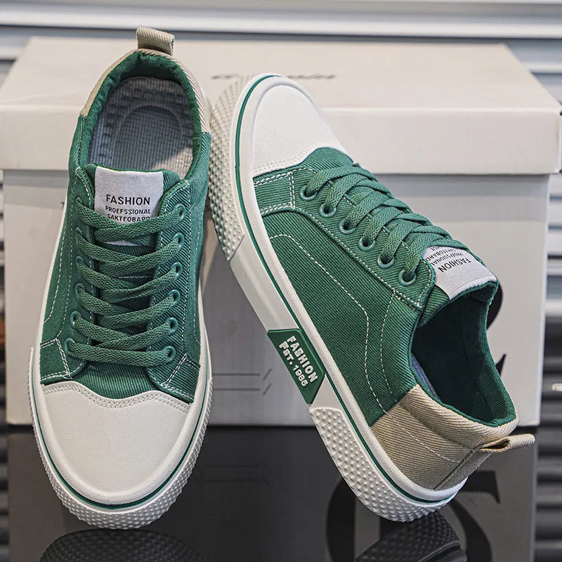 Men's Breathable Canvas Casual Sneakers with Non-Slip Sole