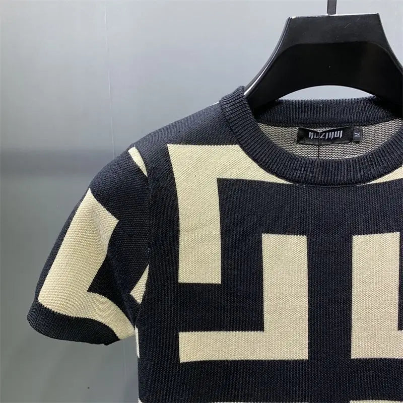 Men's Luxurious Knitted Short Sleeve T-Shirt - Slim Fit - Various Colors