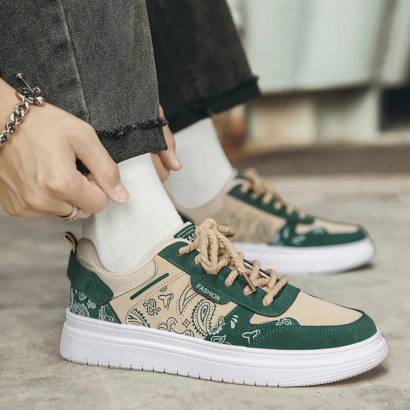 Men's Waterproof Vulcanized Faux Leather Sneakers