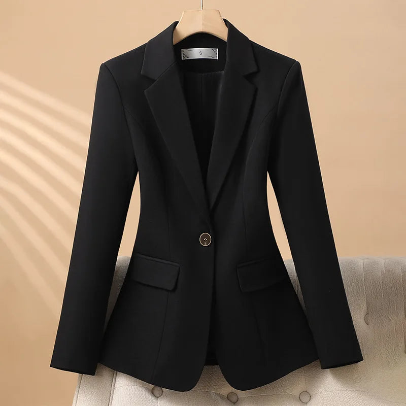 Women's Casual Slim Blazer with Single Button