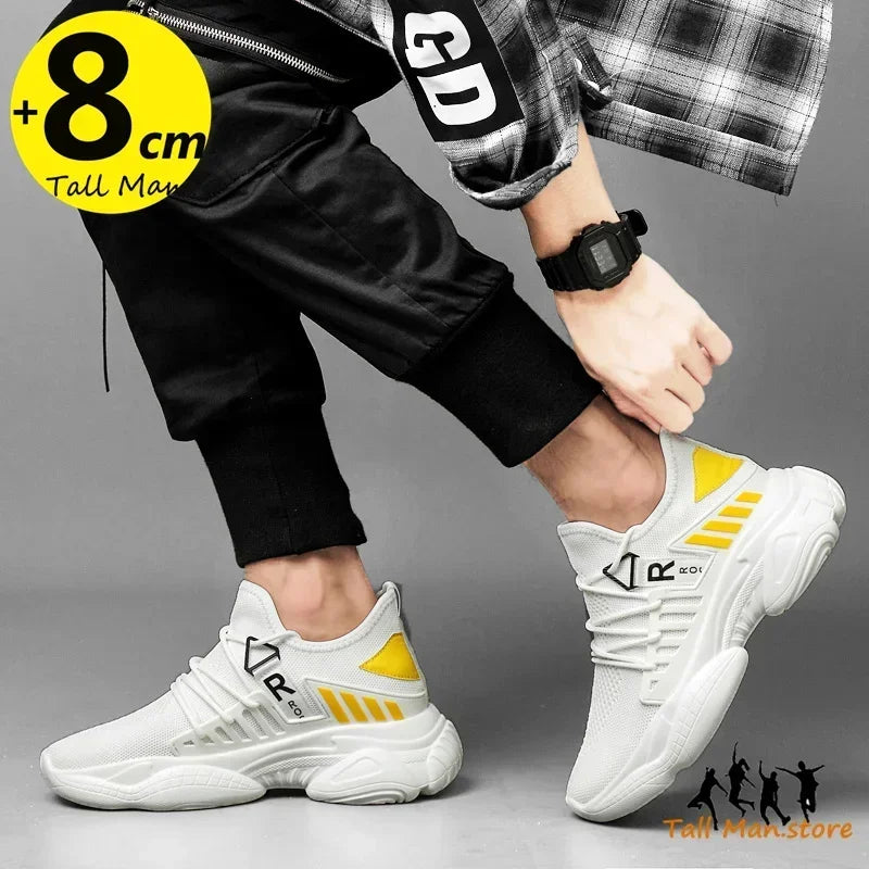 Men's Elevator Sneakers with 8cm Height-Increasing Insole – Breathable Mesh Design