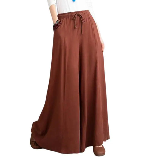 Women’s Cotton Bohemian Loose Wide-Leg Trousers
