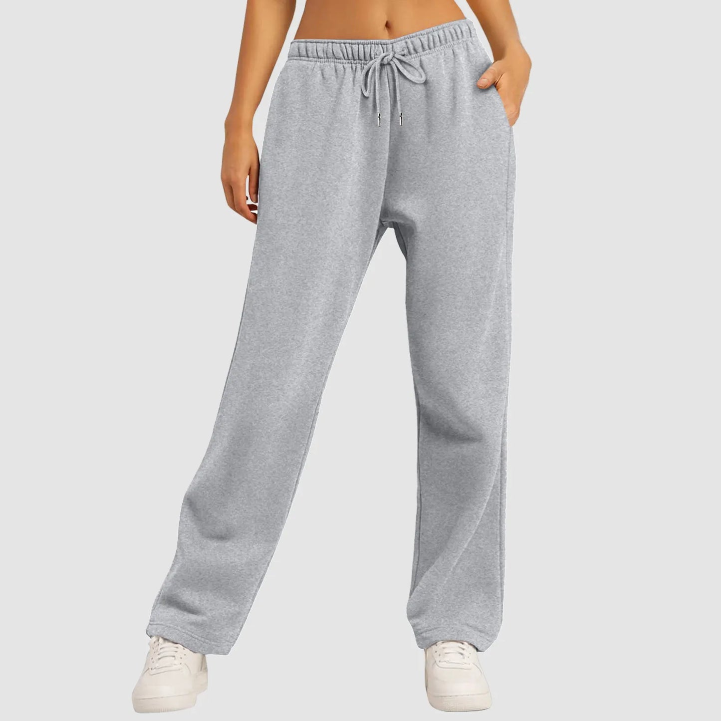 Women's Fleece-Lined Wide Leg Sweatpants/Joggers - Various Colors