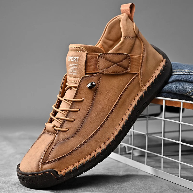 Men's Casual Shoes - Fashionable Solid Faux Leather Footwear