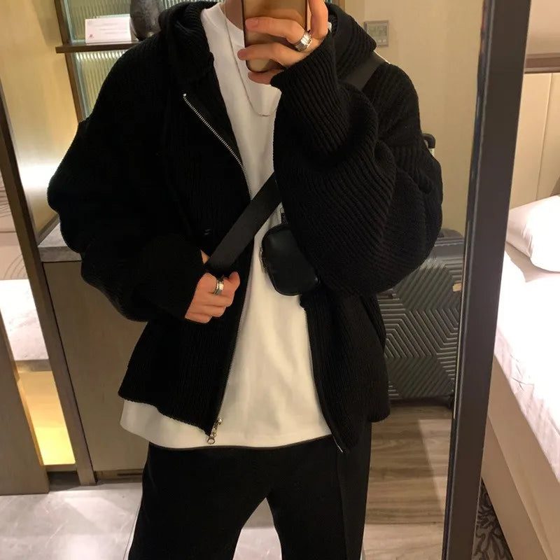 Men's Lightweight Luxury Knit Hoodie with Zipper