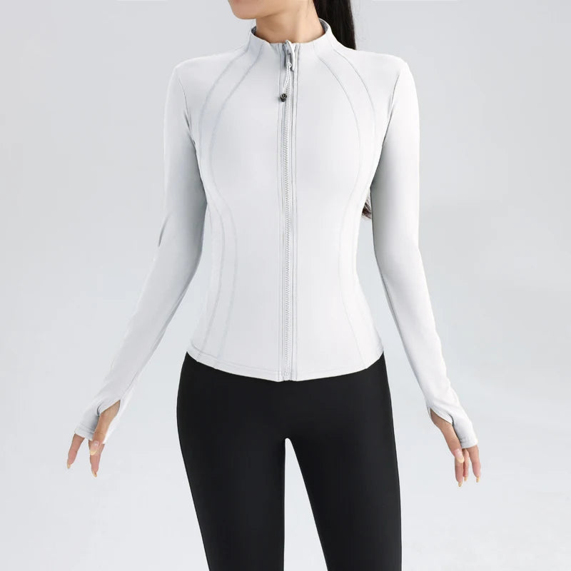Women's Slim Fit Long Sleeve Zipper Sweater Jacket