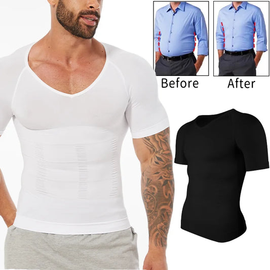 Men's Compression Body Shaper T-Shirt – Slimming, Muscle-Enhancing, Body Shaper for Men