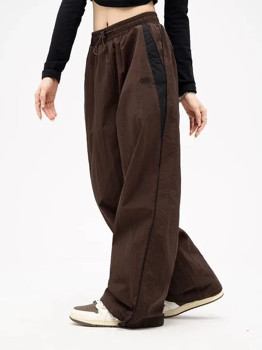 Women's Retro Loose-Fit Drawstring Casual Joggers - Wide Leg Fit