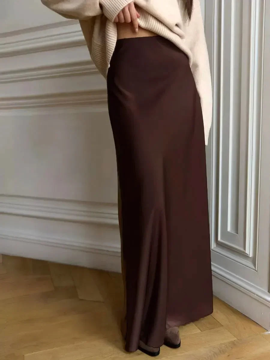 Elegant High-Waist Satin Women's Casual Skirt – Loose Fit & Stylish Women's Fashion