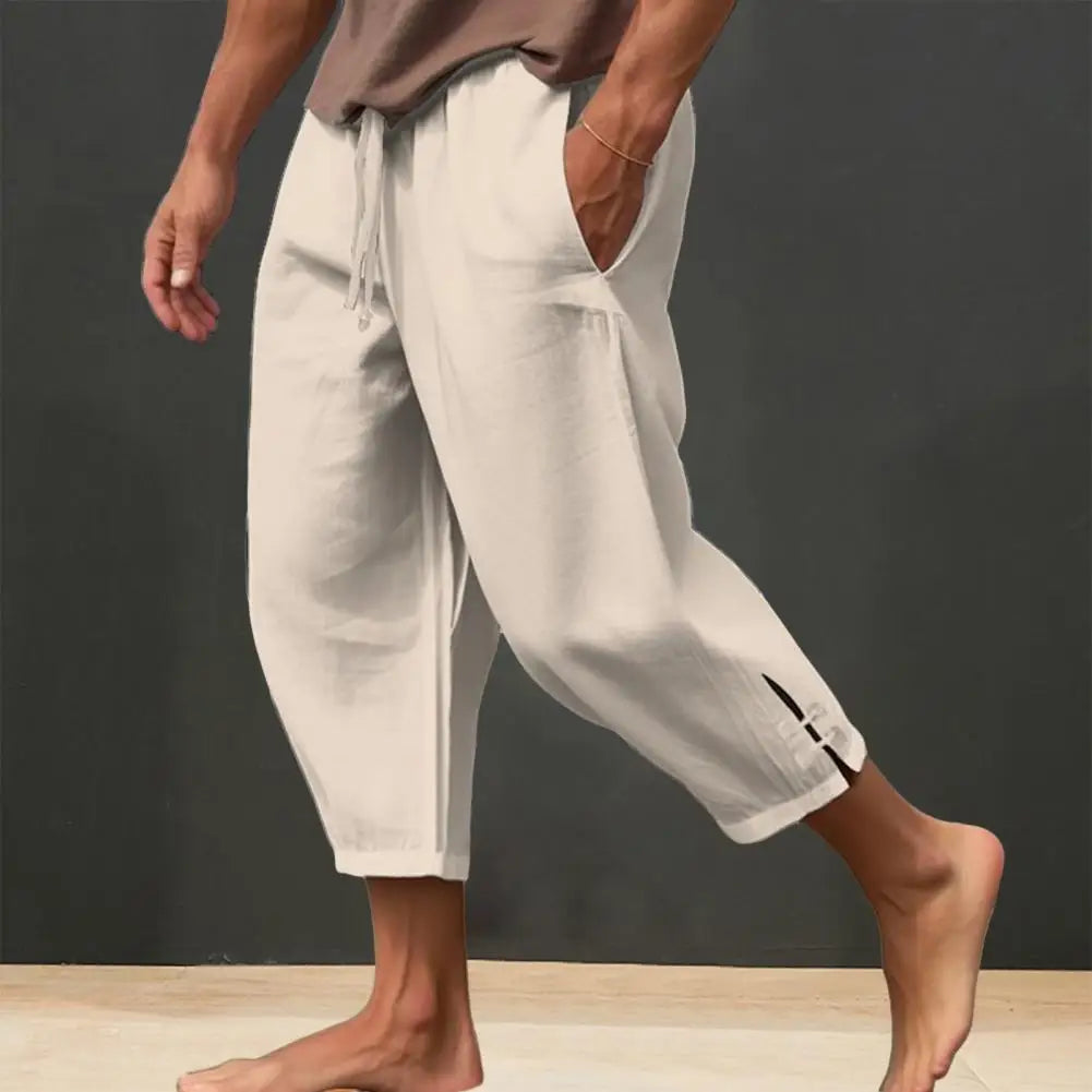 Men's Oversized Linen Trousers with Large Pockets