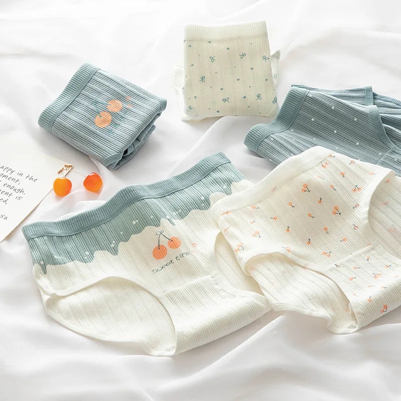 10Pcs Women's Cotton Panties – Comfortable Cartoon Print Underwear Set