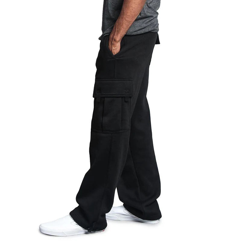 Men's Oversized Straight Fit Sweatpants with Drawstring & Multiple Pockets