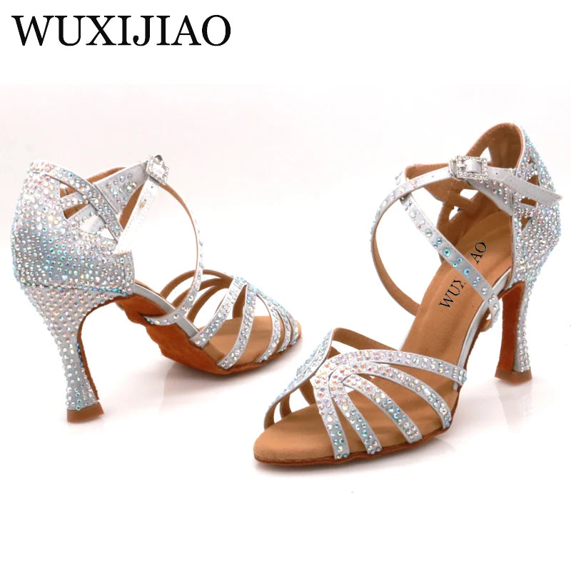 WUXIJIAO Women's Rhinestone Decorated High Heels - Elegant Party & Evening Shoes for Women
