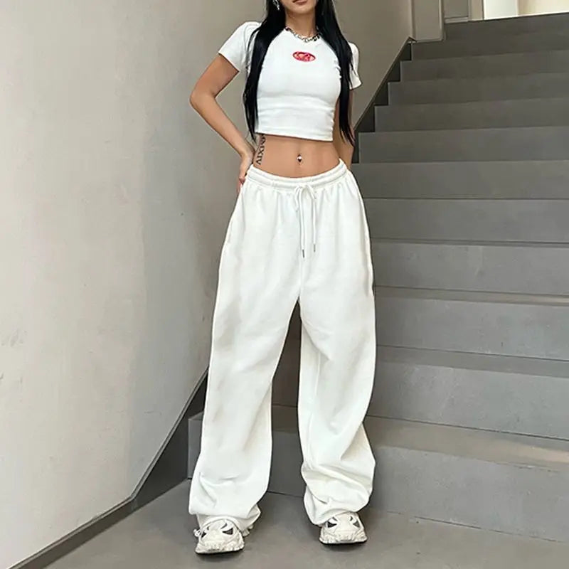 Women's High Waist Drawstring Loose Fit Elastic Sweatpants
