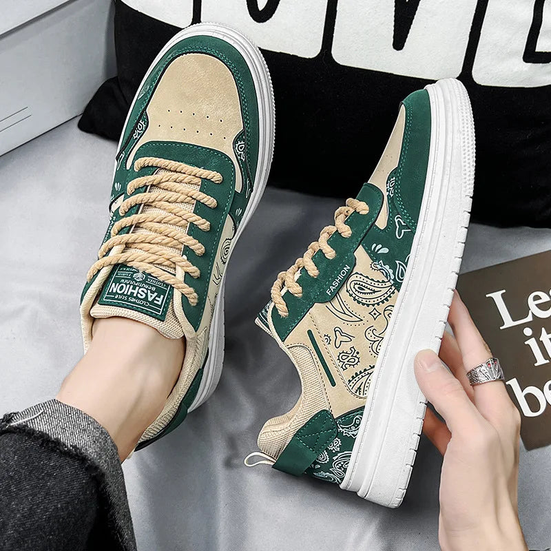 Men's Waterproof Vulcanized Faux Leather Sneakers