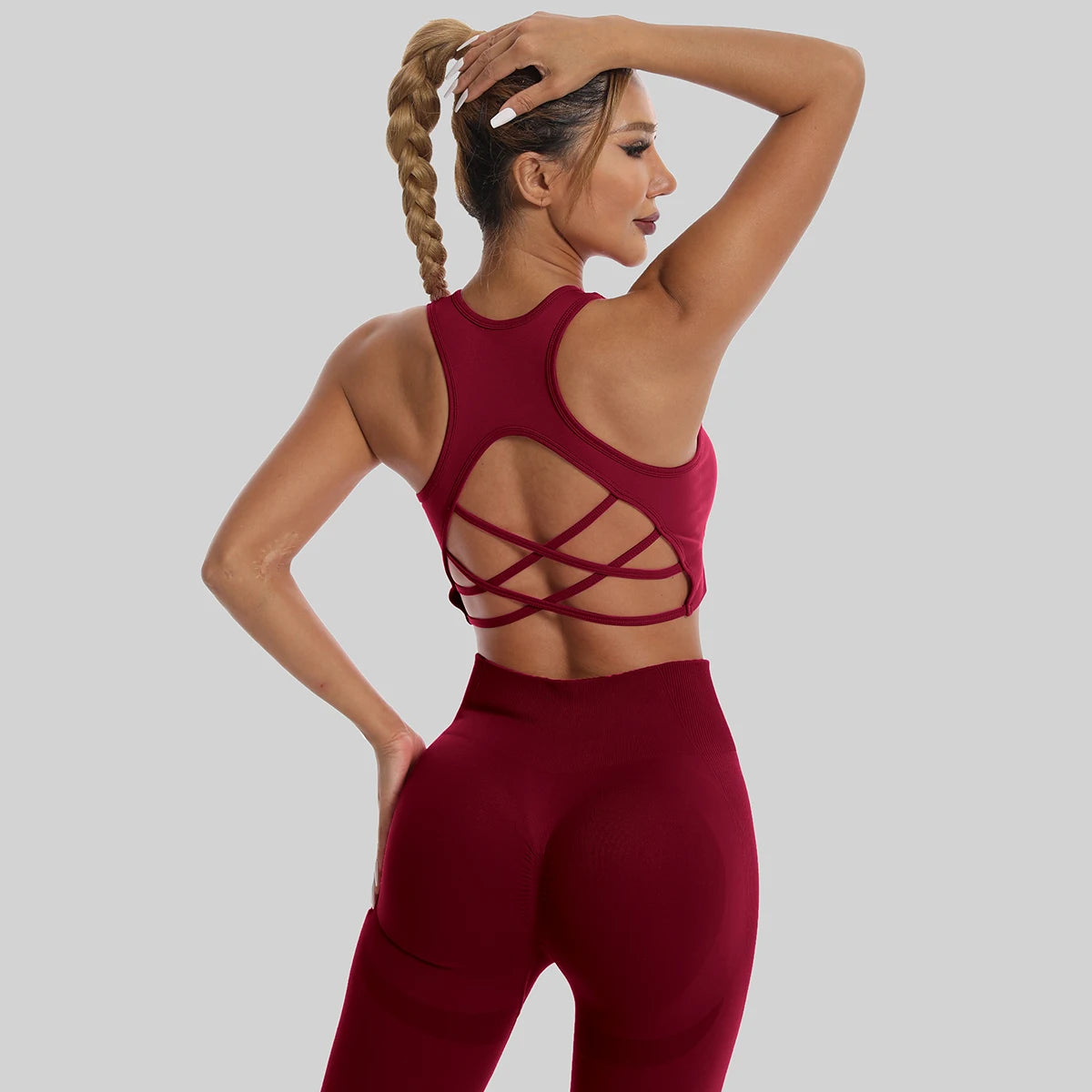 High Waist Seamless Leggings and Bra Set for Women