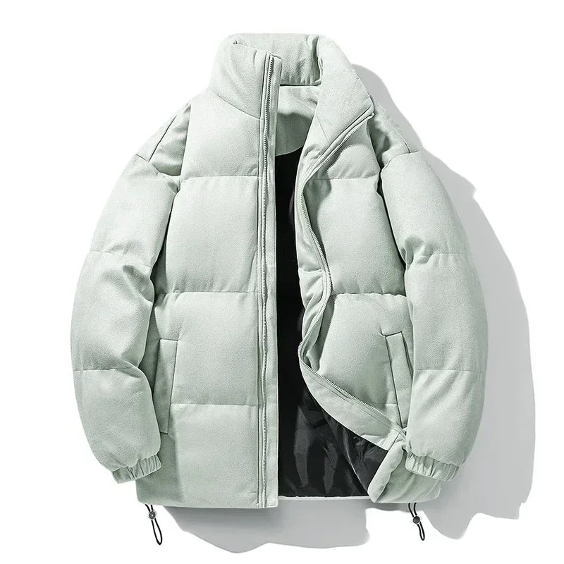 Men's Insulated Down-Filled Parka Jacket with Stand Collar