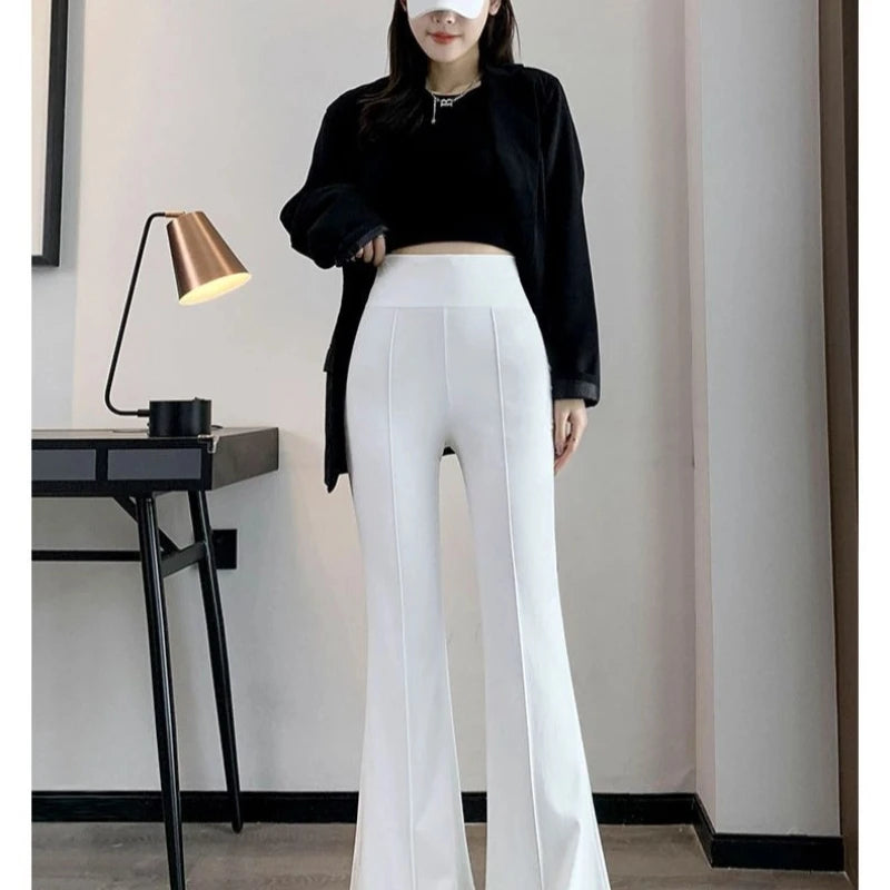 Women's High-Waist Flare Pants - Slim Fit Casual Trousers for Women