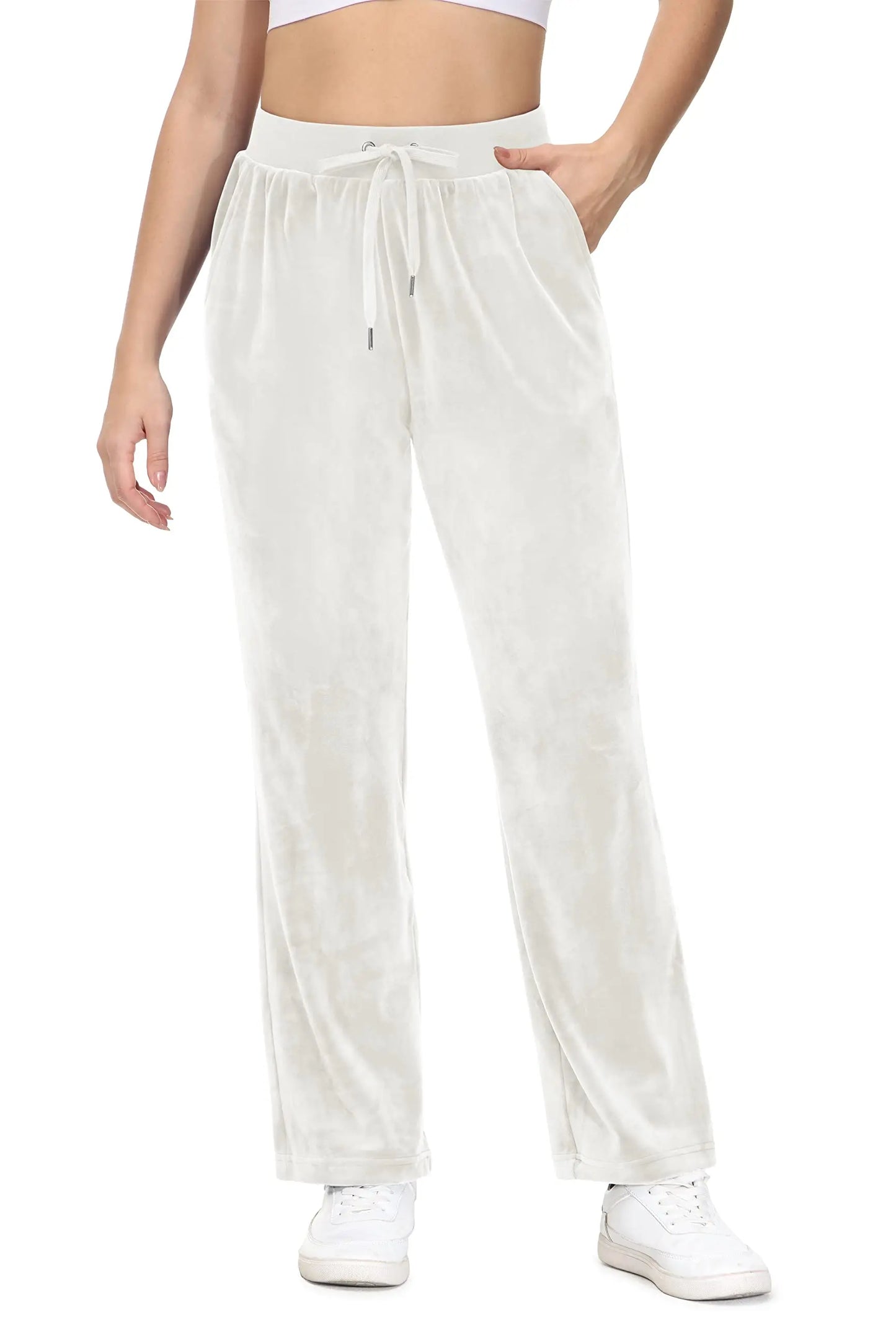 Women's Fleece Jogger Sweatpants with Drawstring and Elastic Waist