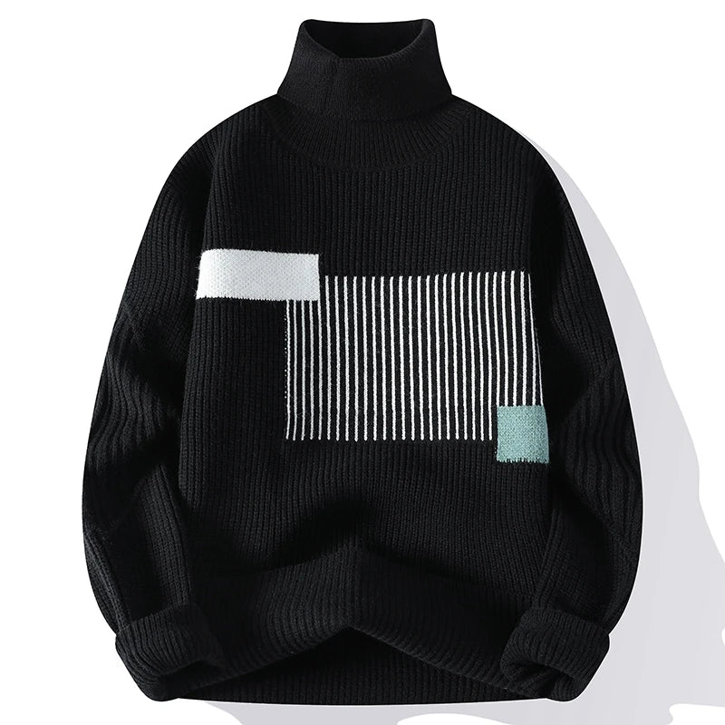 Men's Korean Knit Turtleneck Sweater - Stylish Warm Turtleneck for Men