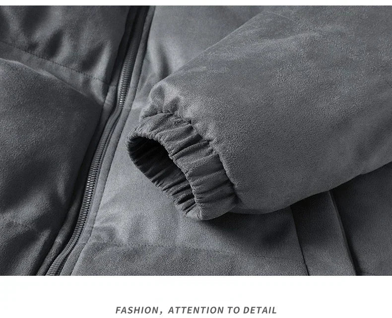 Men's Insulated Down-Filled Parka Jacket with Stand Collar
