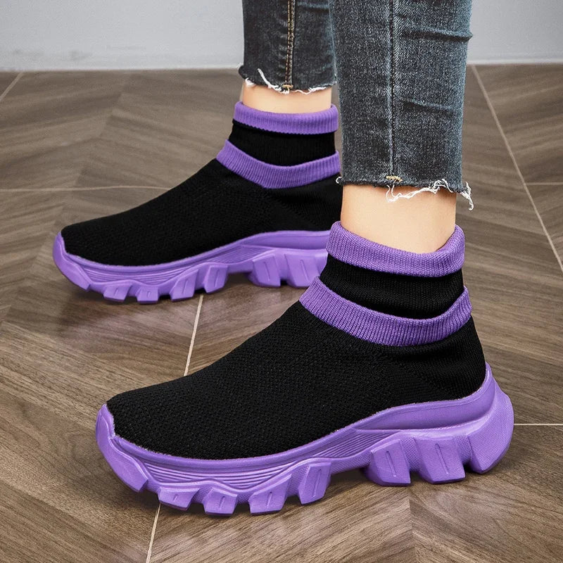 Women's Light Ankle Sock Boots – With Non-Slip Thick Soles - Various Colors