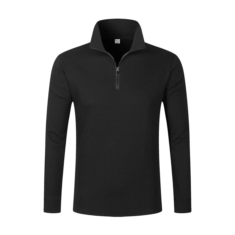 Men's Long Sleeve Zipper Polo Sweater