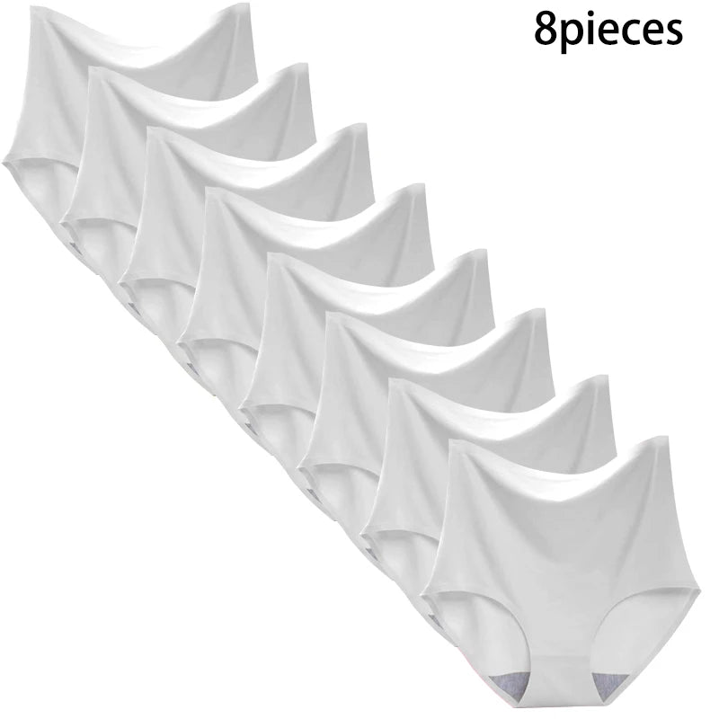 8-Pack Women’s Ice Silk Seamless Triangle Briefs - Comfortable, Tight Fit, Elastic Underwear Set