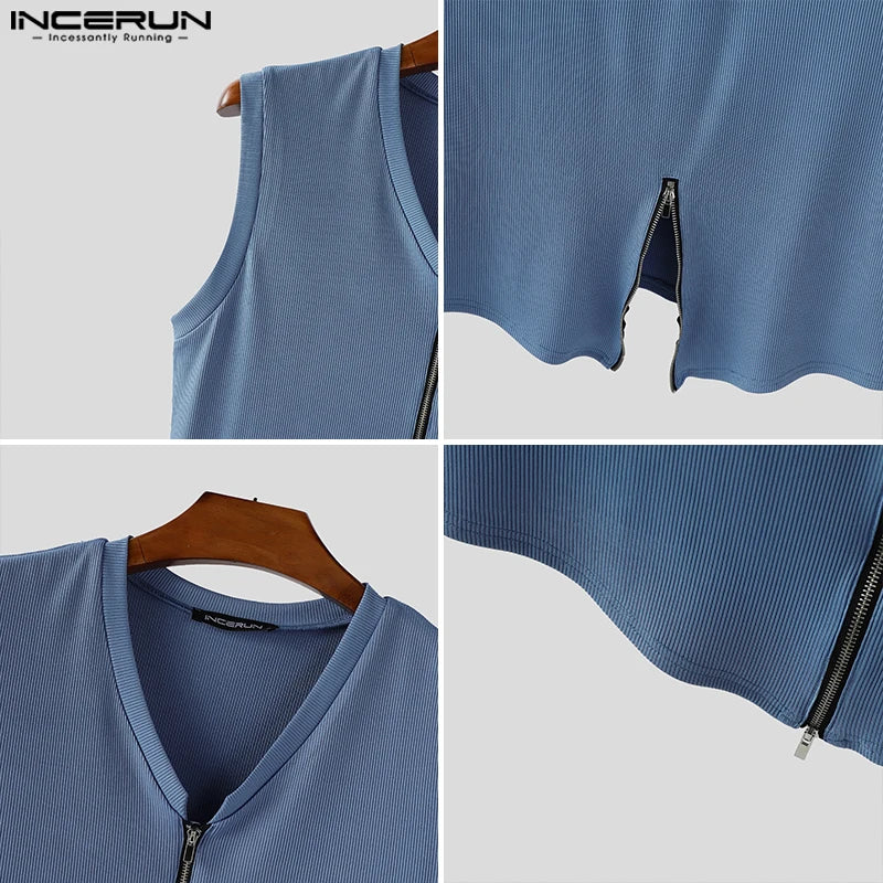 Incerun Men's Sleeveless Zipper Vest