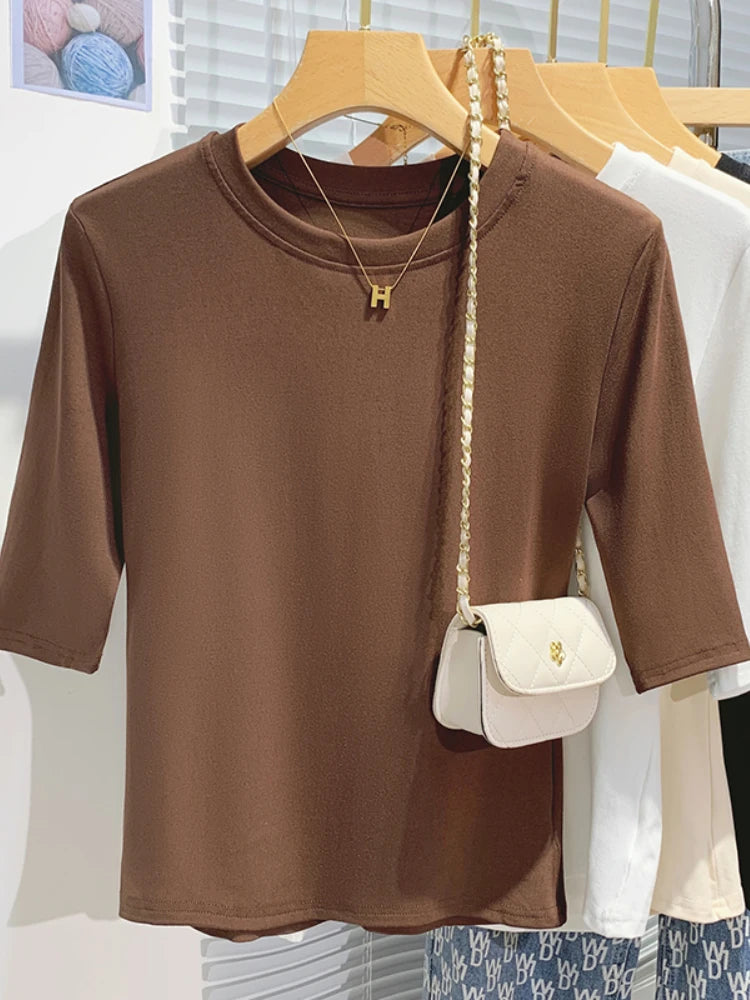 Women's Cotton Crew Neck T-Shirt – Soft & Comfortable Casual Tee