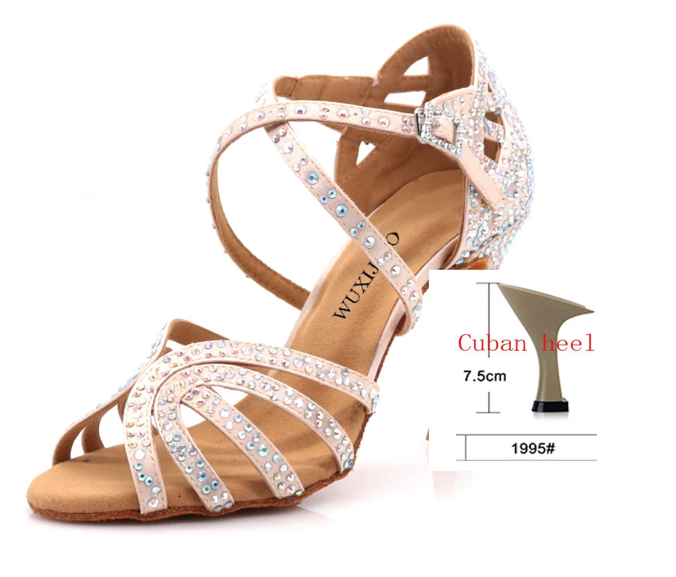 WUXIJIAO Women's Rhinestone Decorated High Heels - Elegant Party & Evening Shoes for Women