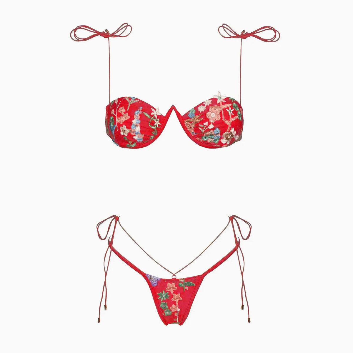 Women's Push-Up Bikini Set with Embroidery - Stylish Bathing Suit for Women