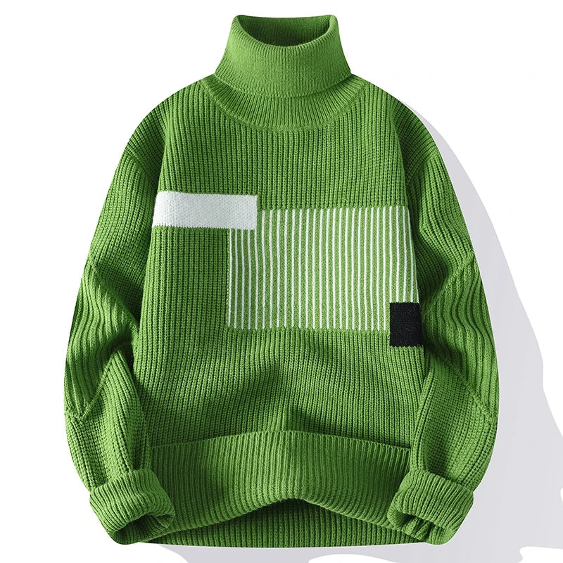 Men's Korean Knit Turtleneck Sweater - Stylish Warm Turtleneck for Men