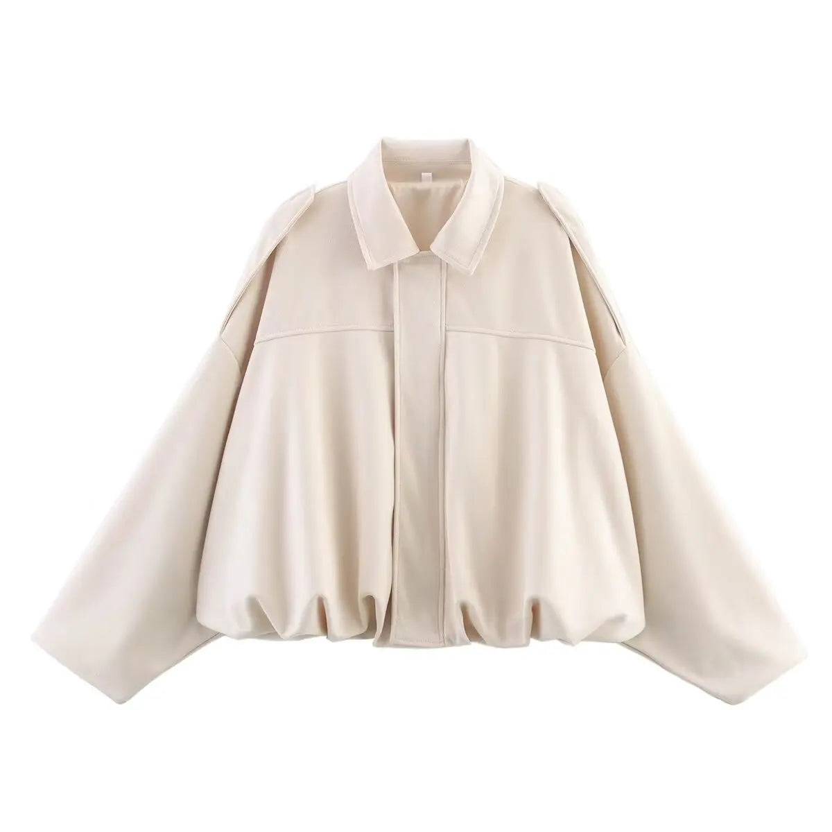 TRAF Womens Faux Suede Bomber Jacket with Loose Lapel
