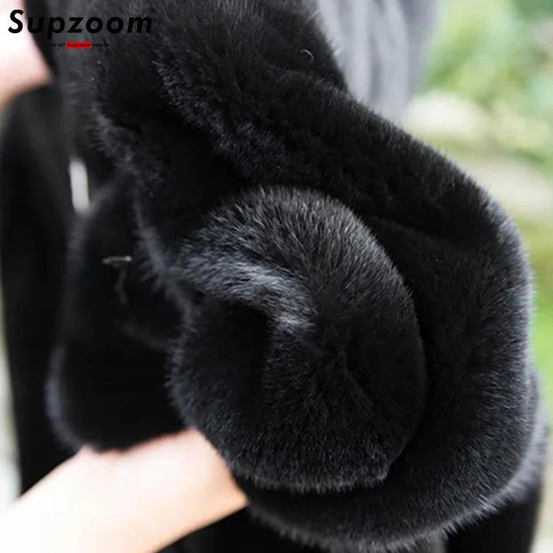 Supzoom Men's Hooded Jacket with Faux Fur and Zipper