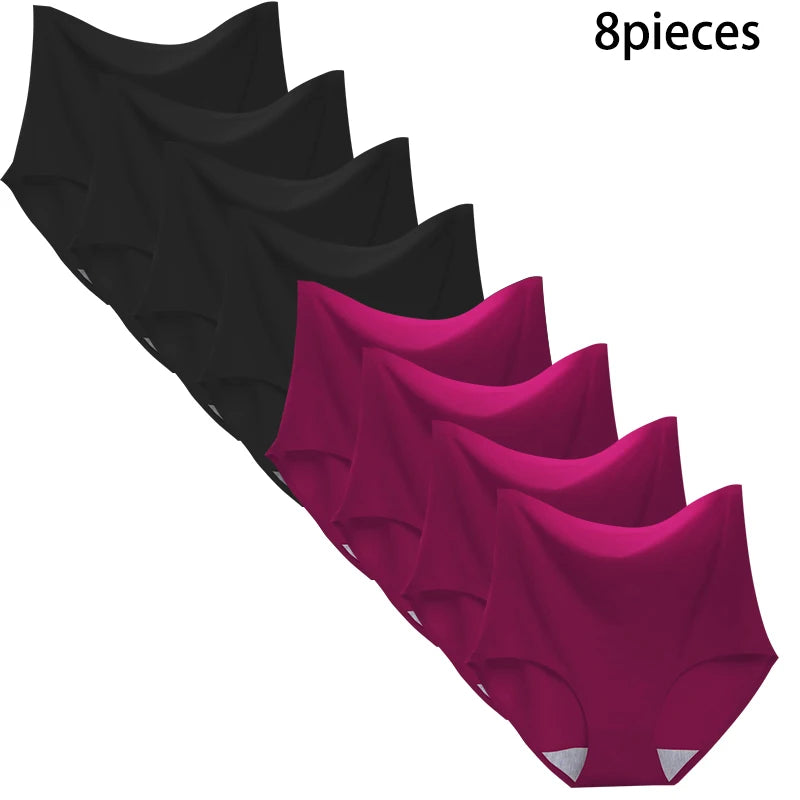8-Pack Women’s Ice Silk Seamless Triangle Briefs - Comfortable, Tight Fit, Elastic Underwear Set