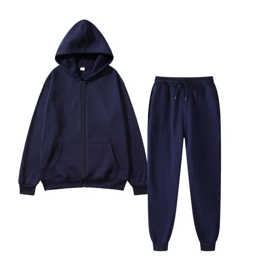 Unisex Two-Piece Hooded Sweater and Sweatpants Set - Casual Lounge Wear, Athletic Activewear, Comfortable Fit