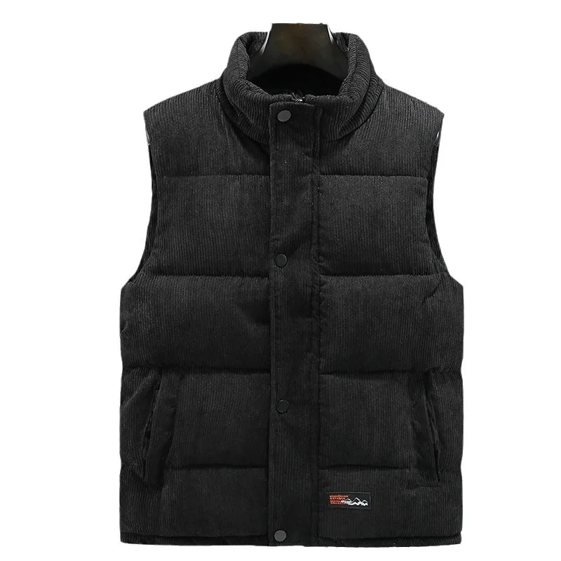 Men's Padded Corduroy Vest Jacket - Thick & Sleeveless
