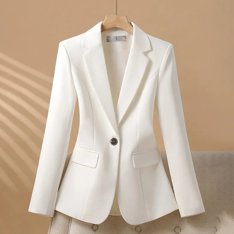 Women's Casual Slim Blazer with Single Button