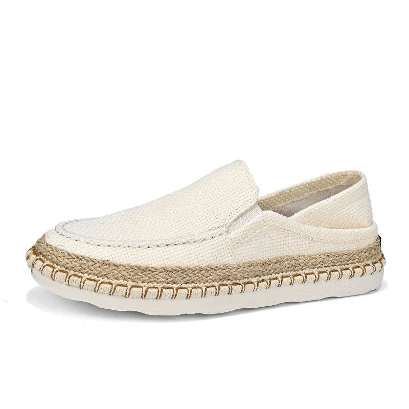 Comfortable Men's Slip-On Flats - Breathable Canvas Linen Loafers for Men