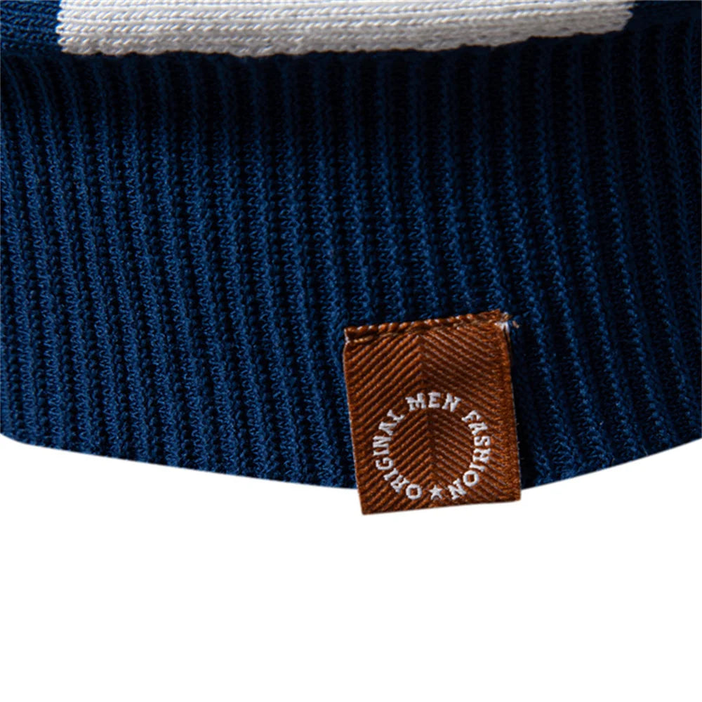 Men's Breathable Striped Polo Shirt - Casual Knit T-Shirt with Zipper Closure