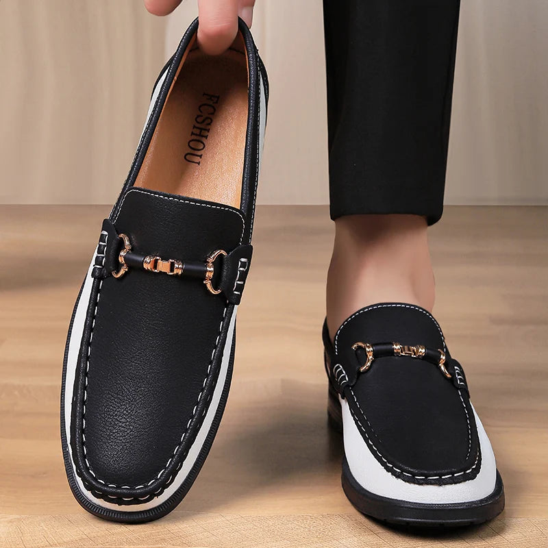 Men's Genuine Leather Loafers – Casual Slip-On Dress Shoes for Men
