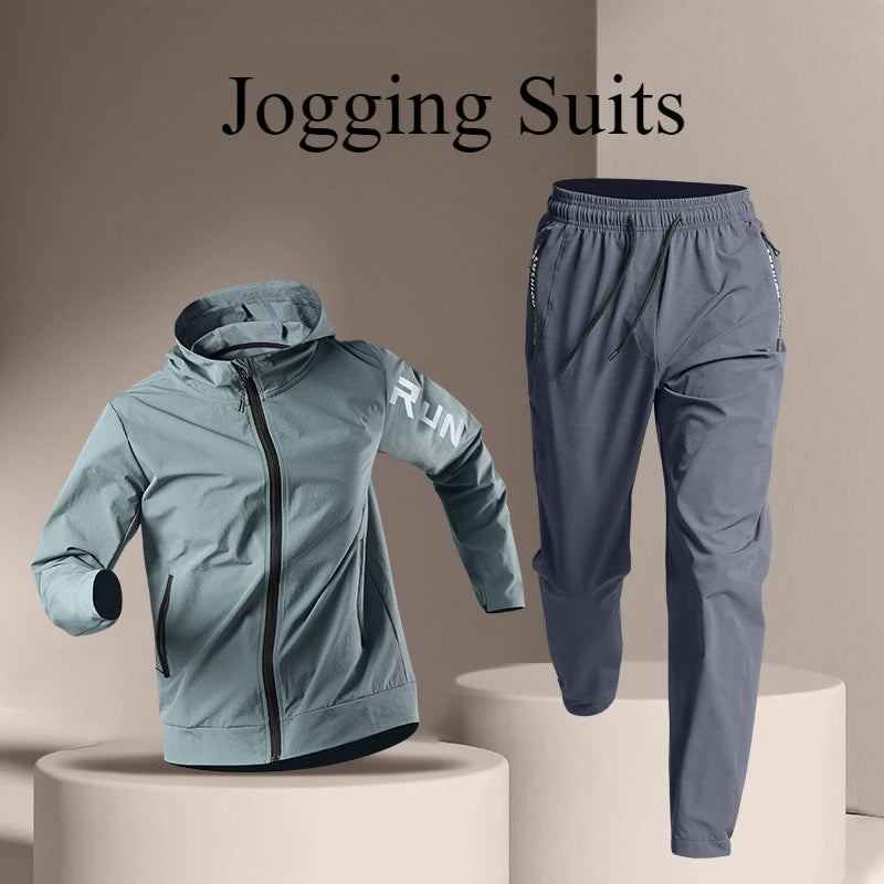 Men's Quick Dry Fitness Set: 2-Piece Jacket and Sweatpants Combo - Loose Fit