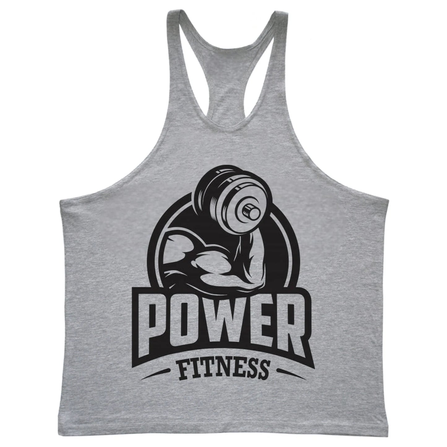 Men's Power Fitness Printed Cotton Stringer Tank Top