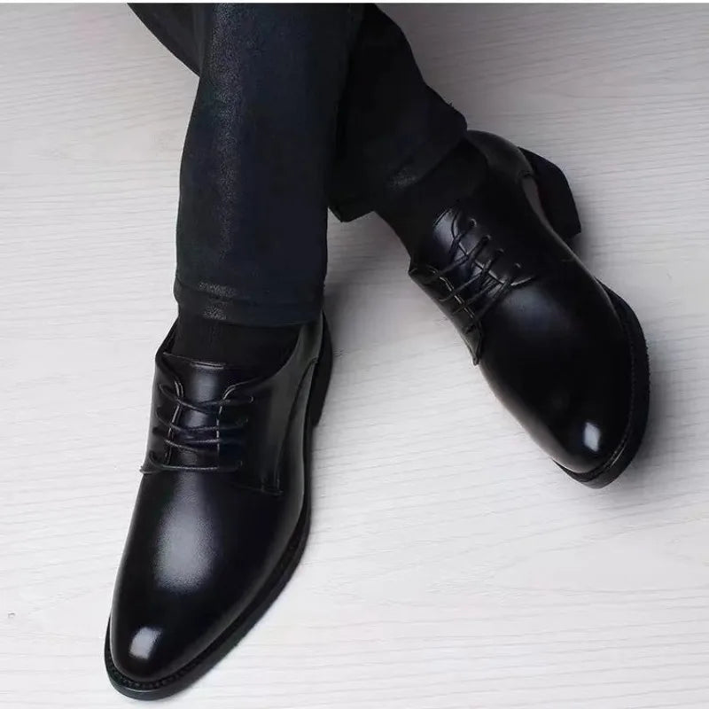 Men's Faux Leather Heightening Shoes - Stylish Elevated Men's Footwear