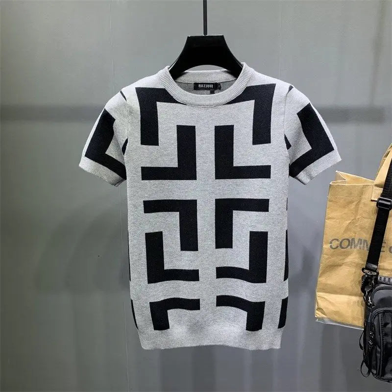 Men's Luxurious Knitted Short Sleeve T-Shirt - Slim Fit - Various Colors