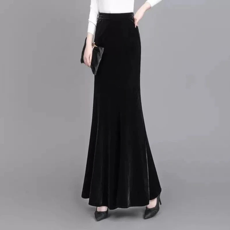 Women's Velvet Fishtail Slim Skirt – Elegant & Stylish Velvet Skirt for Women