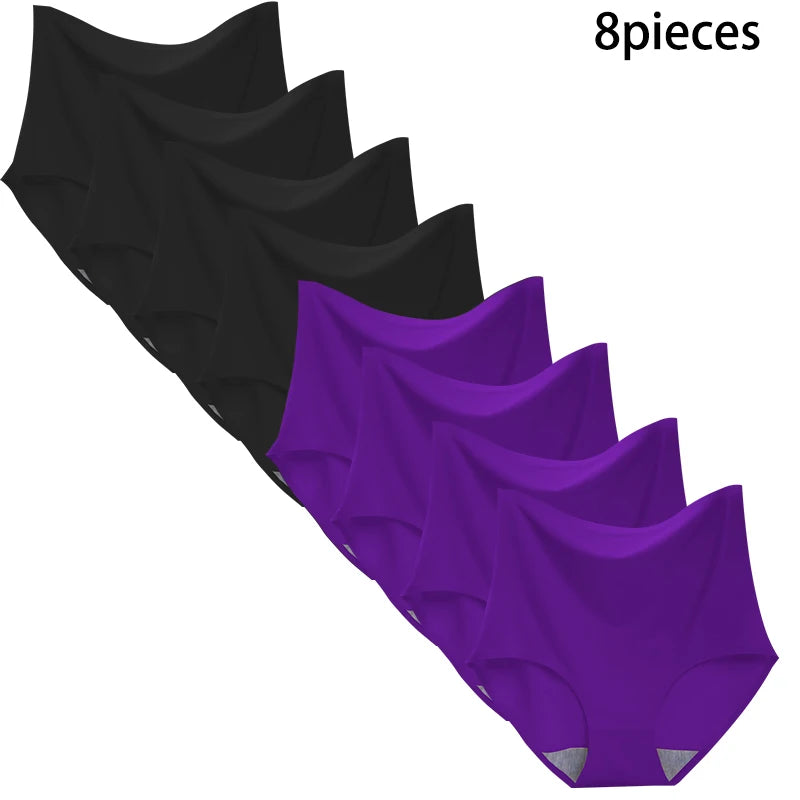 8-Pack Women’s Ice Silk Seamless Triangle Briefs - Comfortable, Tight Fit, Elastic Underwear Set