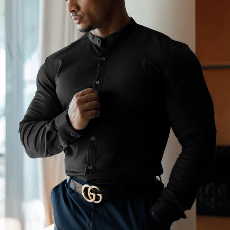 Men's Muscle Shirt with Stand Neck